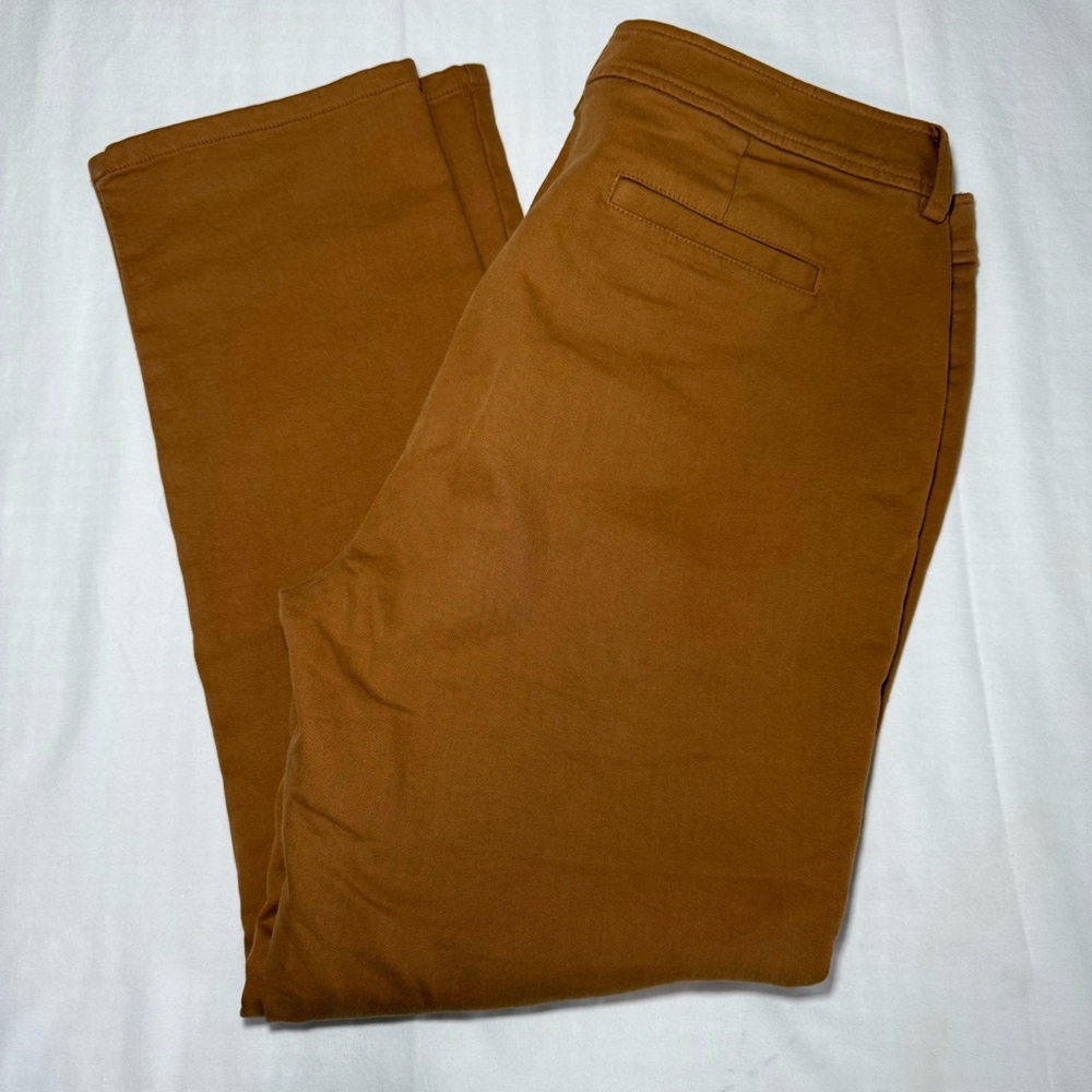 Eileen Fisher Organic Cotton Cozy Stretch Dark Clay Slim Pants Size 12P Casual - Picture 9 of 9